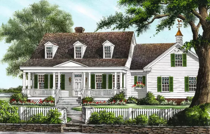 Country house plans 57-312 - front exterior, 1,942 sq ft, 3 bed, 2 bath house plans | Monster House Plans