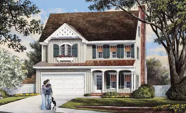 Cottage house plans 57-313 - front exterior, 2,033 sq ft, 4 bed, 2 bath house plans | Monster House Plans