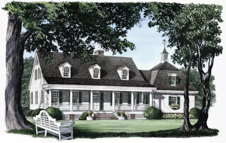 Southern Colonial house plans 57-316 - front exterior, 2,179 sq ft, 3 bed, 2 bath house plans | Monster House Plans