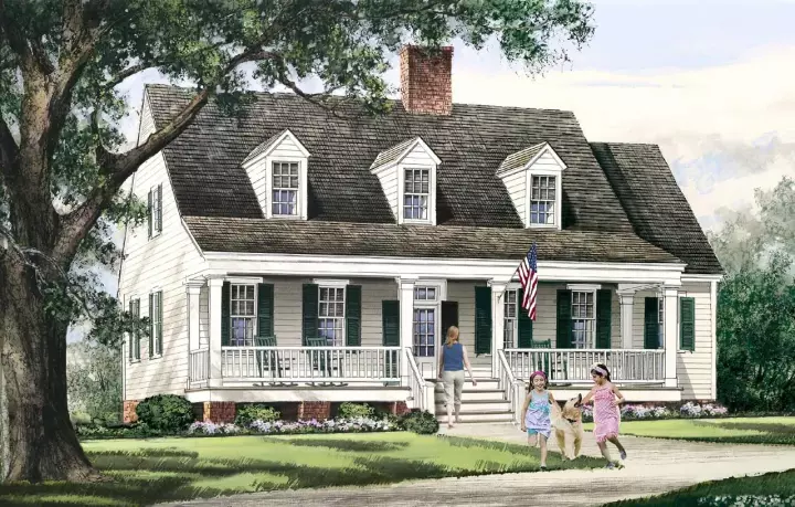 Farmhouse house plans 57-318 - front exterior, 2,260 sq ft, 3 bed, 2 bath house plans | Monster House Plans