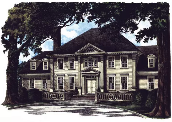 French Country house plans 57-321 - front exterior, 4,204 sq ft, 4 bed, 4 bath house plans | Monster House Plans