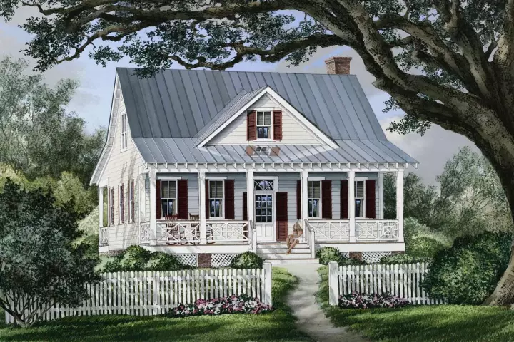 Country house plans 57-323 - front exterior, 1,738 sq ft, 3 bed, 2 bath house plans | Monster House Plans