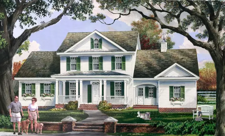 Country house plans 57-324 - front exterior, 2,670 sq ft, 6 bed, 4 bath house plans | Monster House Plans