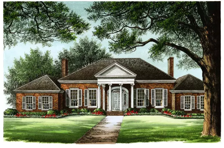 Southern Colonial house plans 57-333 - front exterior, 3,136 sq ft, 4 bed, 3 bath house plans | Monster House Plans