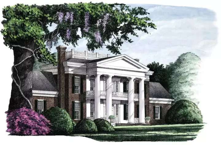 Southern Colonial house plans 57-341 - front exterior, 4,293 sq ft, 4 bed, 4 bath house plans | Monster House Plans