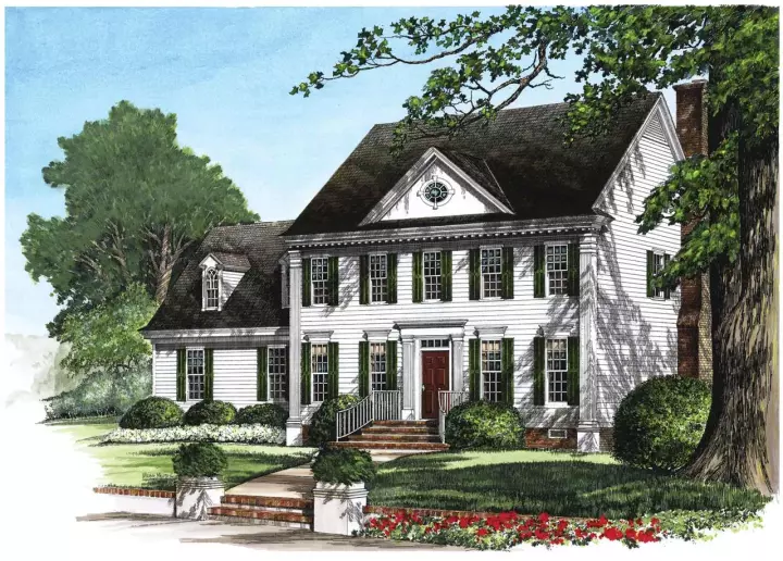 Southern Colonial house plans 57-342 - front exterior, 2,190 sq ft, 3 bed, 2 bath house plans | Monster House Plans