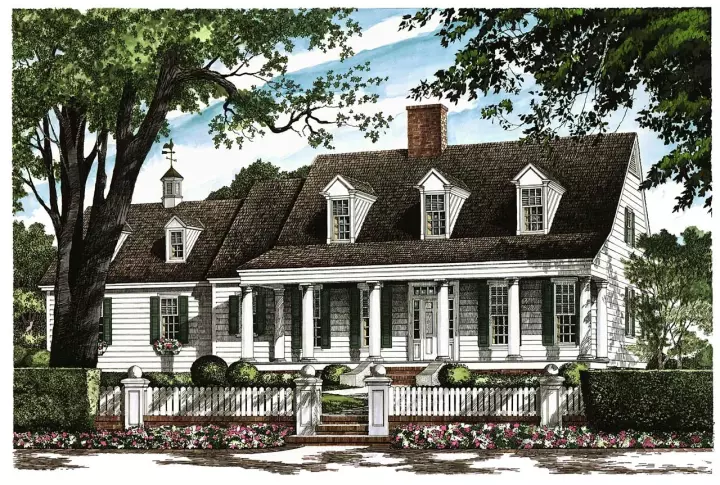 Southern house plans 57-345 - front exterior, 2,038 sq ft, 3 bed, 2 bath house plans | Monster House Plans