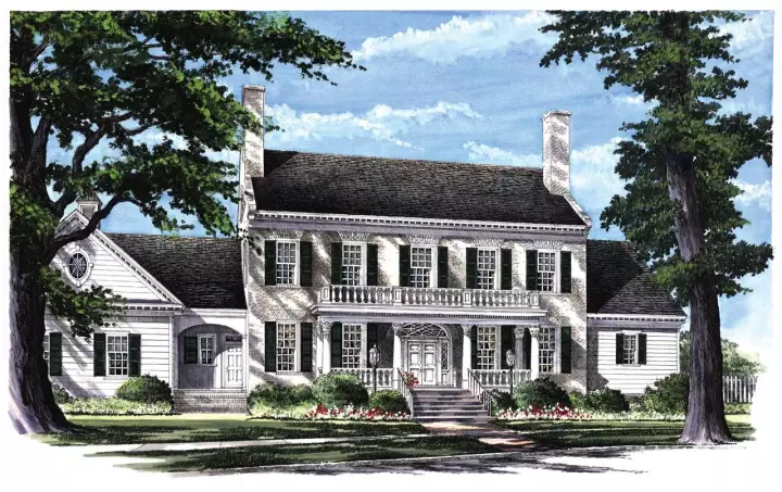 Southern Colonial house plans 57-346 - front exterior, 4,263 sq ft, 4 bed, 3 bath house plans | Monster House Plans