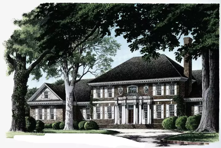 Southern house plans 57-351 - front exterior, 5,795 sq ft, 5 bed, 5 bath house plans | Monster House Plans