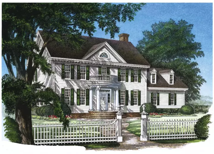Southern Colonial house plans 57-358 - front exterior, 2,214 sq ft, 3 bed, 2 bath house plans | Monster House Plans