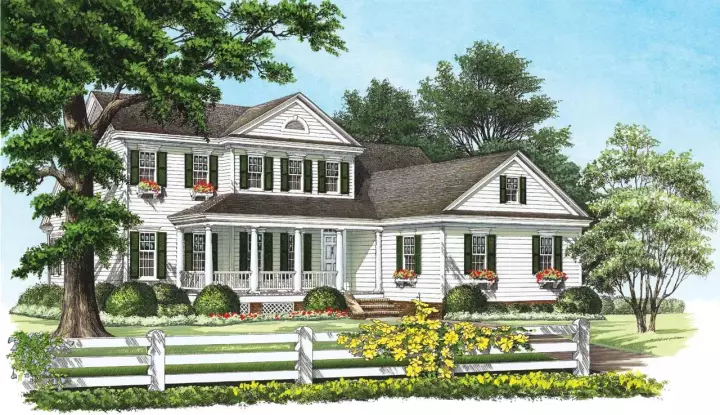 Country house plans 57-370 - front exterior, 2,397 sq ft, 3 bed, 2 bath house plans | Monster House Plans