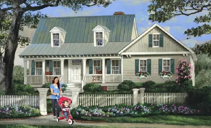 Country house plans 57-373 - front exterior, 1,824 sq ft, 3 bed, 2 bath house plans | Monster House Plans