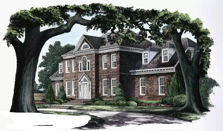 Southern Colonial house plans 57-390 - front exterior, 3,305 sq ft, 4 bed, 3 bath house plans | Monster House Plans