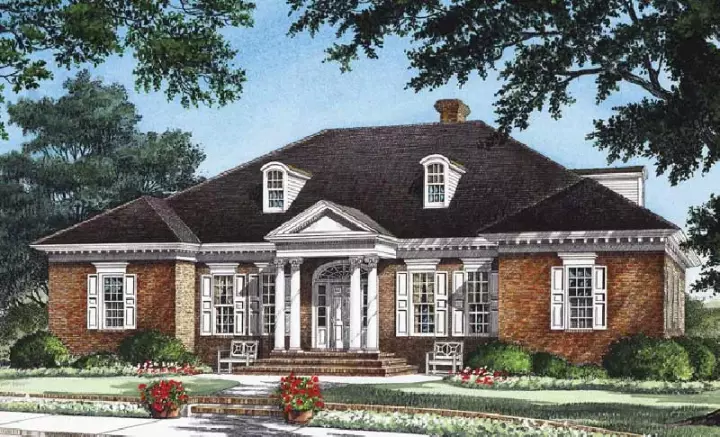 Southern house plans 57-394 - front exterior, 3,043 sq ft, 3 bed, 2 bath house plans | Monster House Plans