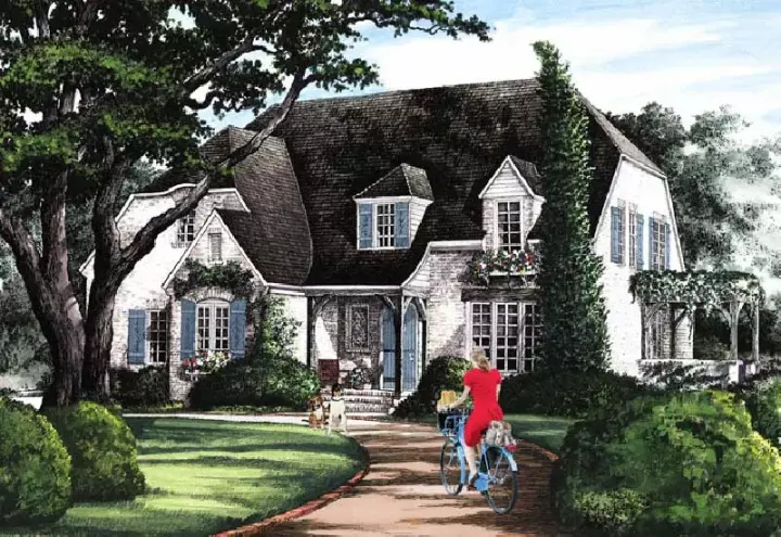 French Country house plans 57-395 - front exterior, 2,673 sq ft, 5 bed, 4 bath house plans | Monster House Plans