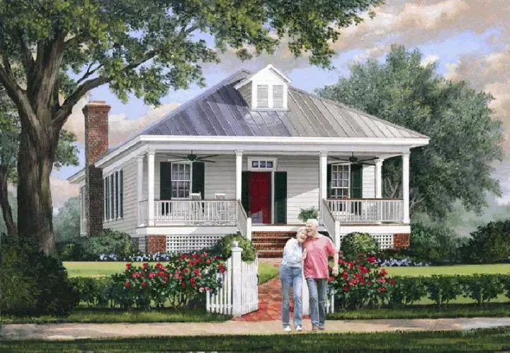 Southern house plans 57-405 - front exterior, 1,643 sq ft, 3 bed, 2 bath house plans | Monster House Plans