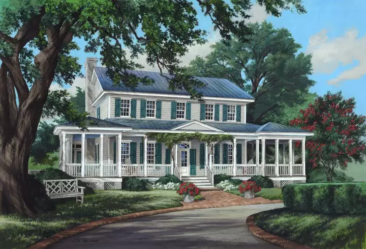 Country house plans 57-410 - front exterior, 3,144 sq ft, 4 bed, 3 bath house plans | Monster House Plans