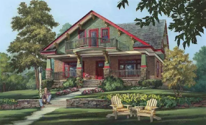 Bungalow house plans 57-414 - front exterior, 2,841 sq ft, 5 bed, 4 bath house plans | Monster House Plans
