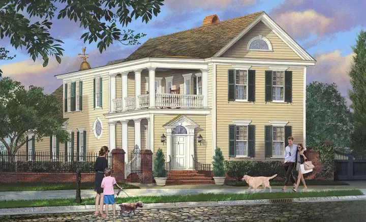 Southern Colonial house plans 57-420 - front exterior, 3,301 sq ft, 4 bed, 4 bath house plans | Monster House Plans