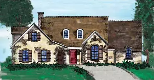 French Country house plans 58-101 - front exterior, 2,381 sq ft, 3 bed, 3 bath house plans | Monster House Plans