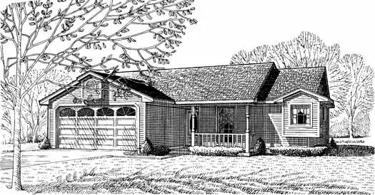 Country house plans 58-112 - front exterior, 1,078 sq ft, 3 bed, 2 bath house plans | Monster House Plans