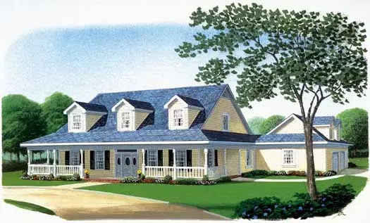 Farmhouse house plans 58-114 - front exterior, 3,072 sq ft, 4 bed, 4 bath house plans | Monster House Plans