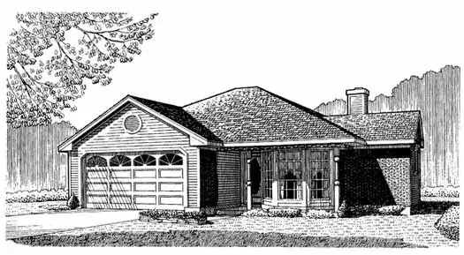 Traditional house plans 58-117 - front exterior, 1,270 sq ft, 3 bed, 2 bath house plans | Monster House Plans