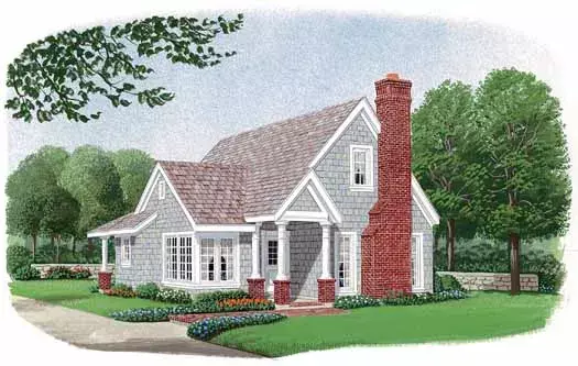 Cottage house plans 58-119 - front exterior, 1,302 sq ft, 2 bed, 2 bath house plans | Monster House Plans