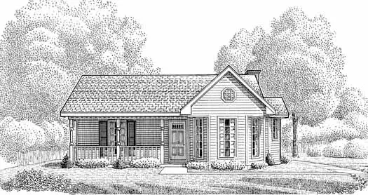 Country house plans 58-121 - front exterior, 1,341 sq ft, 3 bed, 2 bath house plans | Monster House Plans