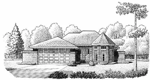 Traditional house plans 58-122 - front exterior, 1,357 sq ft, 2 bed, 2 bath house plans | Monster House Plans