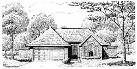 European house plans 58-125 - front exterior, 1,468 sq ft, 2 bed, 2 bath house plans | Monster House Plans