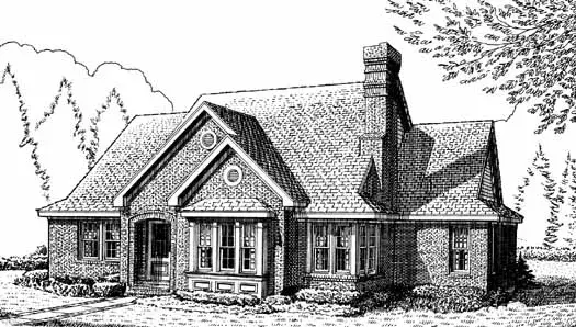 European house plans 58-126 - front exterior, 2,146 sq ft, 3 bed, 2 bath house plans | Monster House Plans