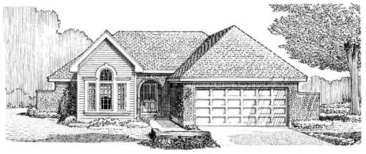 Traditional house plans 58-130 - front exterior, 1,507 sq ft, 3 bed, 2 bath house plans | Monster House Plans