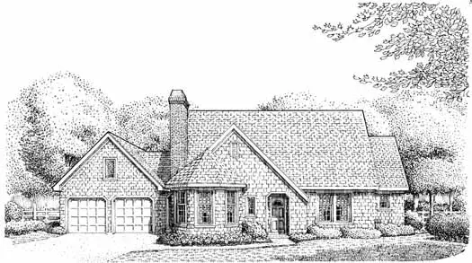 European house plans 58-143 - front exterior, 1,983 sq ft, 3 bed, 2 bath house plans | Monster House Plans