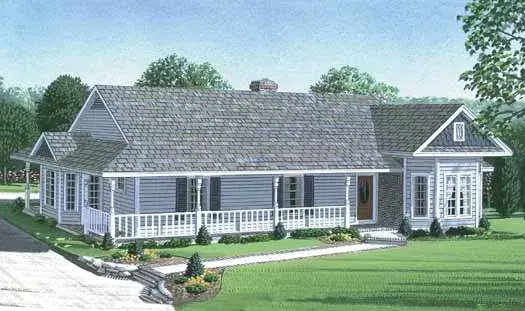 Country house plans 58-145 - front exterior, 1,772 sq ft, 3 bed, 2 bath house plans | Monster House Plans