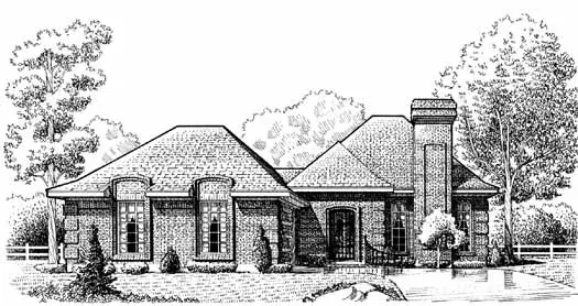 European house plans 58-146 - front exterior, 1,774 sq ft, 3 bed, 2 bath house plans | Monster House Plans