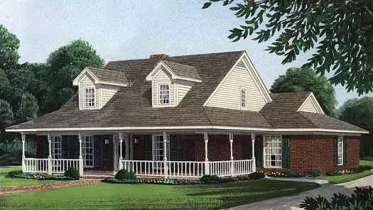 Country house plans 58-148 - front exterior, 1,783 sq ft, 3 bed, 2 bath house plans | Monster House Plans