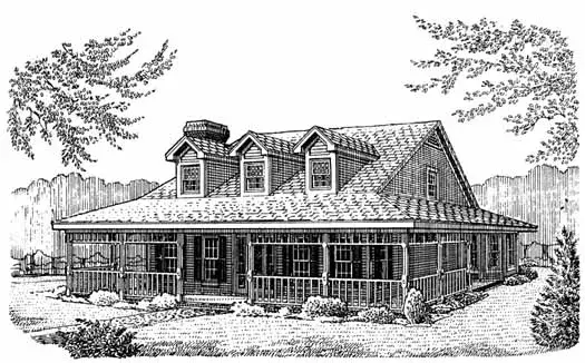Country house plans 58-149 - front exterior, 1,795 sq ft, 3 bed, 2 bath house plans | Monster House Plans