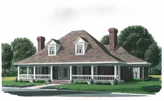 Country house plans 58-151 - front exterior, 3,180 sq ft, 4 bed, 3 bath house plans | Monster House Plans