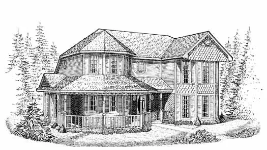 Victorian house plans 58-152 - front exterior, 1,848 sq ft, 3 bed, 2 bath house plans | Monster House Plans
