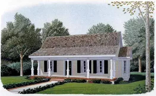 Country house plans 58-154 - front exterior, 1,184 sq ft, 1 bed, 1 bath house plans | Monster House Plans