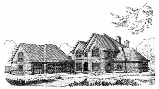 European house plans 58-158 - front exterior, 4,209 sq ft, 5 bed, 4 bath house plans | Monster House Plans