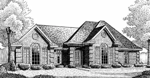 European house plans 58-161 - front exterior, 1,943 sq ft, 3 bed, 2 bath house plans | Monster House Plans