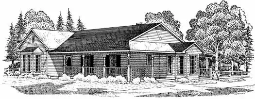 Country house plans 58-162 - front exterior, 1,978 sq ft, 3 bed, 2 bath house plans | Monster House Plans