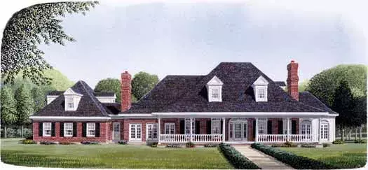 Southern house plans 58-170 - front exterior, 4,204 sq ft, 5 bed, 4 bath house plans | Monster House Plans