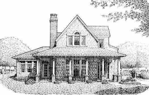 Farmhouse house plans 58-172 - front exterior, 2,087 sq ft, 3 bed, 2 bath house plans | Monster House Plans