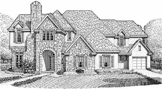 French Country house plans 58-175 - front exterior, 5,229 sq ft, 4 bed, 4 bath house plans | Monster House Plans