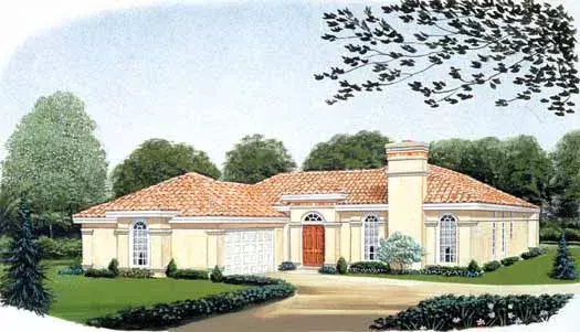 Mediterranean house plans 58-177 - front exterior, 2,176 sq ft, 3 bed, 2 bath house plans | Monster House Plans
