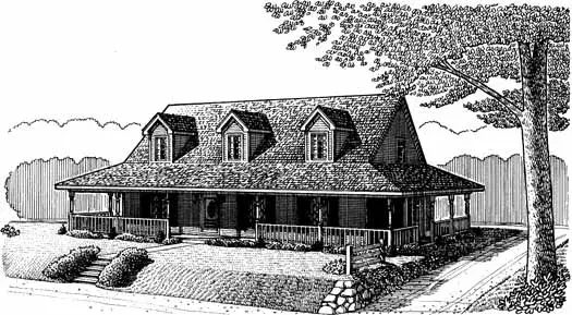 Country house plans 58-179 - front exterior, 2,194 sq ft, 3 bed, 2 bath house plans | Monster House Plans