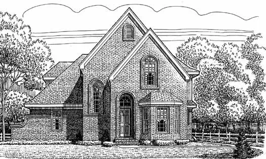 European house plans 58-184 - front exterior, 2,454 sq ft, 3 bed, 2 bath house plans | Monster House Plans